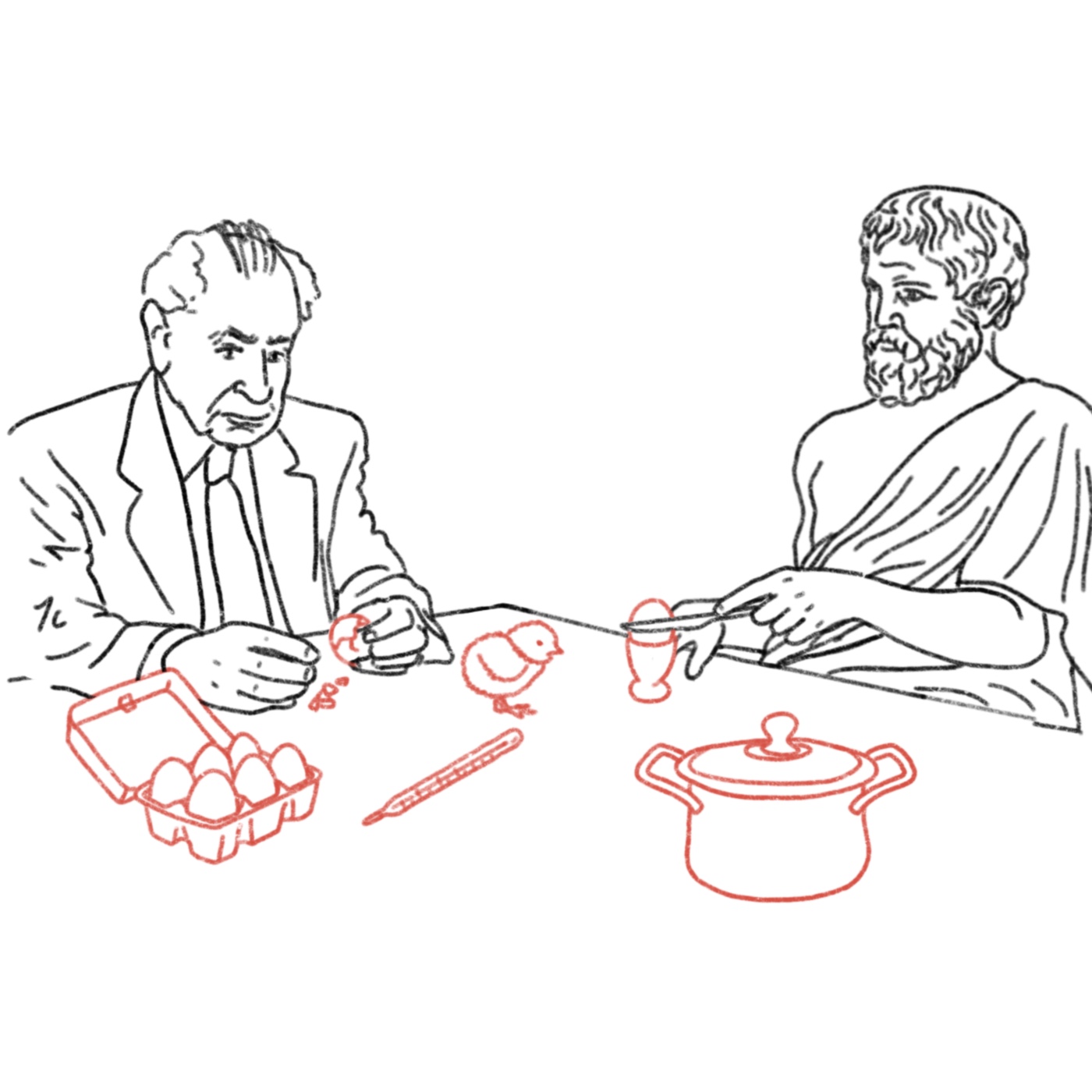 Popper und Aristoteles experimentieren mit Küken und Ei