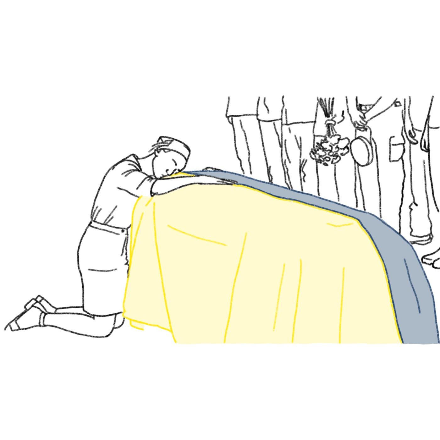 Frau mit Sarg und Ukraineflagge, Aufrüstung