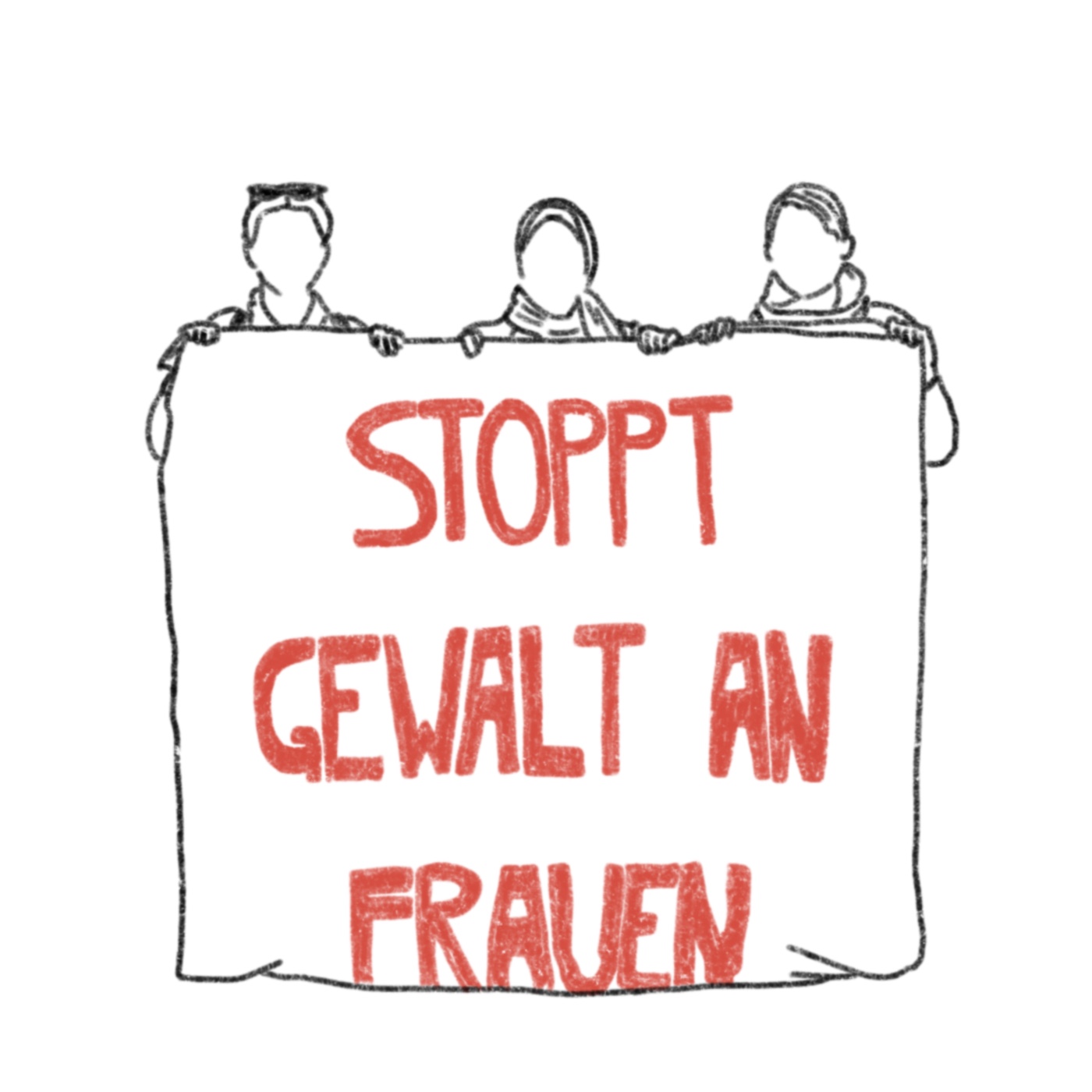 Frauen demonstrieren mit Plakat